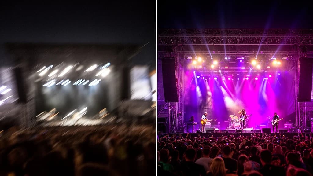 Concert photo with motion blur fixed by AI
