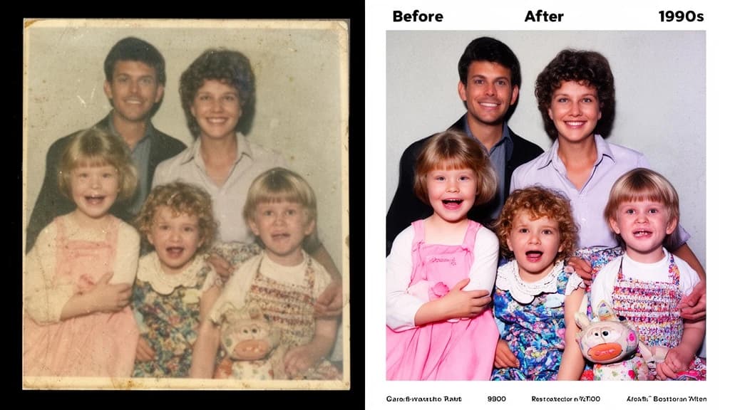Old family photo restoration before and after